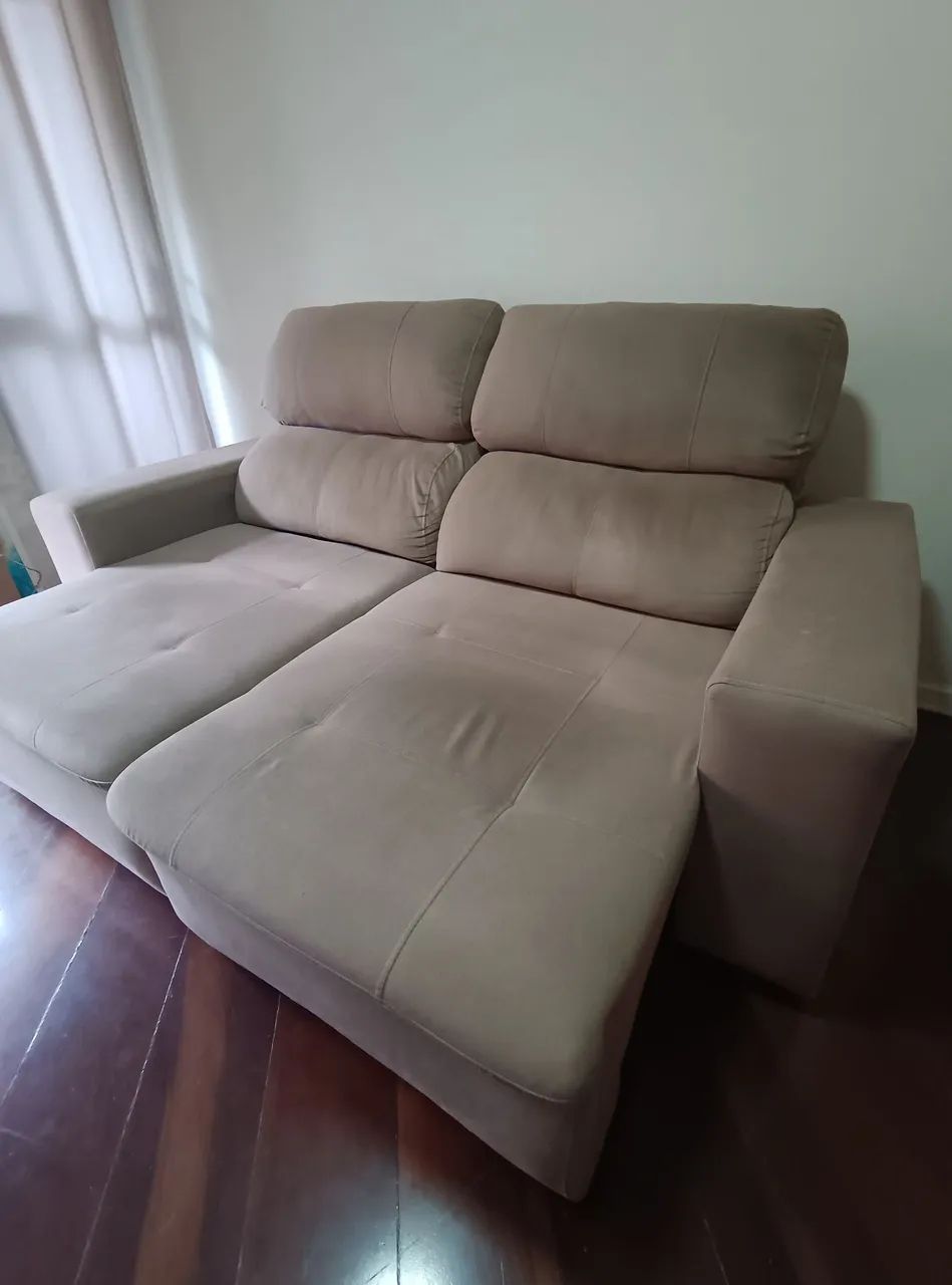 Sofá 2 lugares retrátil bege - Foto 5