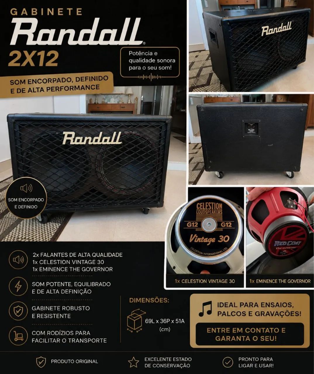 Caixa 2x12 Randall V30