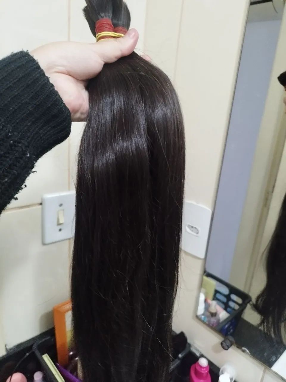Cabelo humano liso ondulado 65 cm