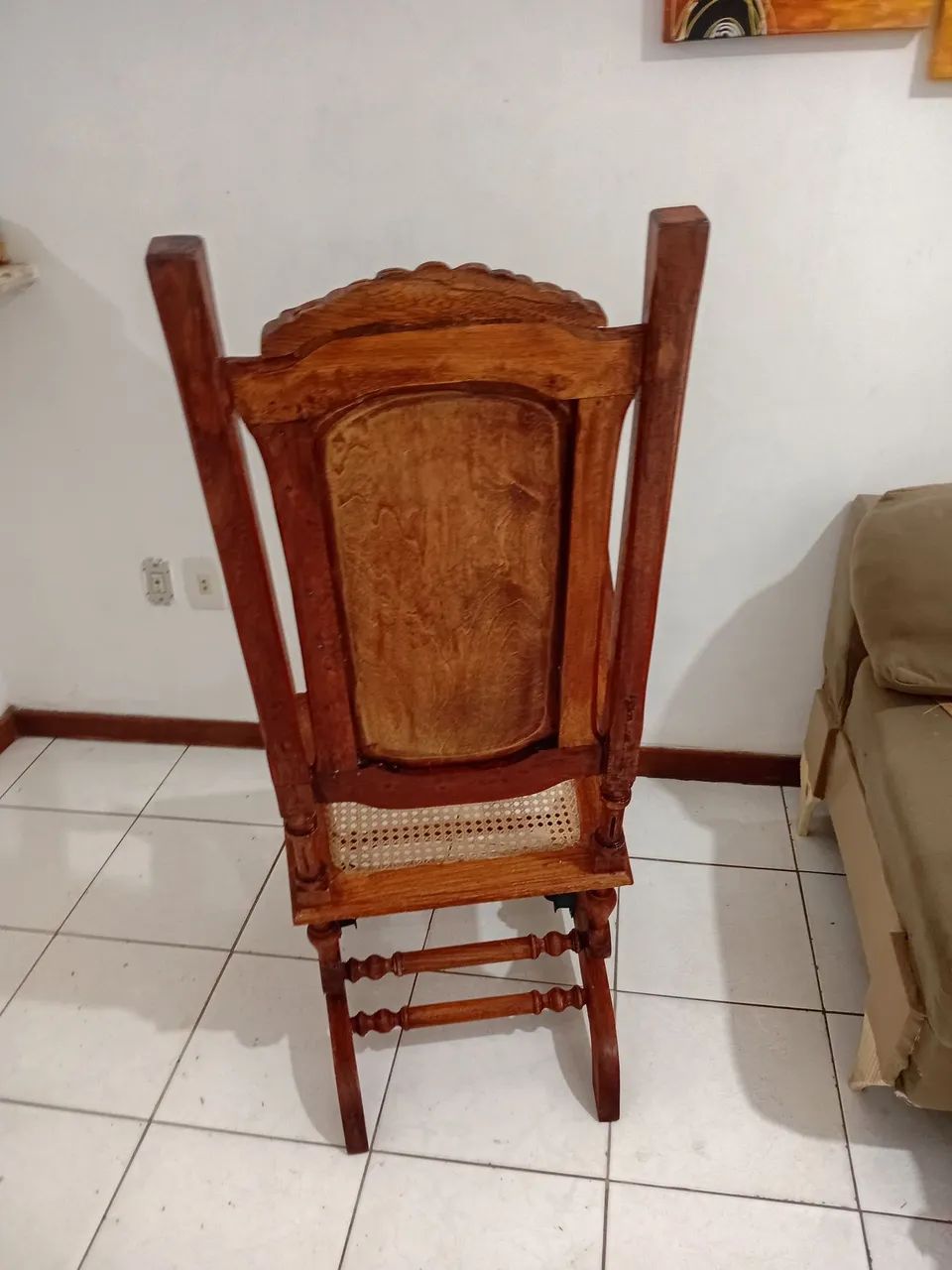 Cadeira de balanço de madeira com molas - Foto 2