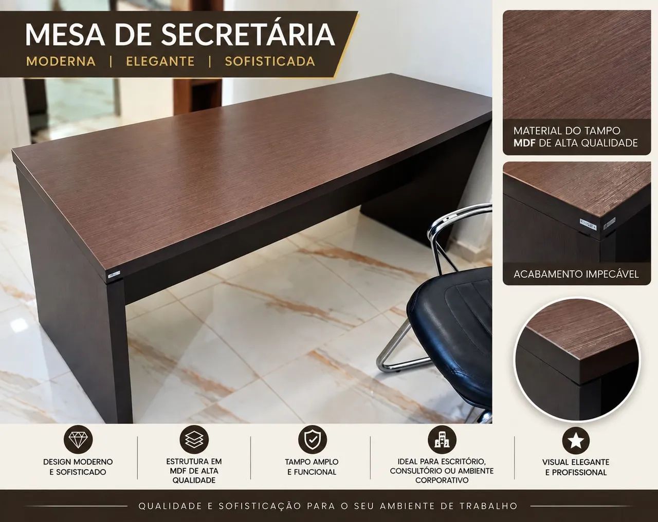 Mesa de Secretária em MDF ? Elegante, Moderna e Sofisticada