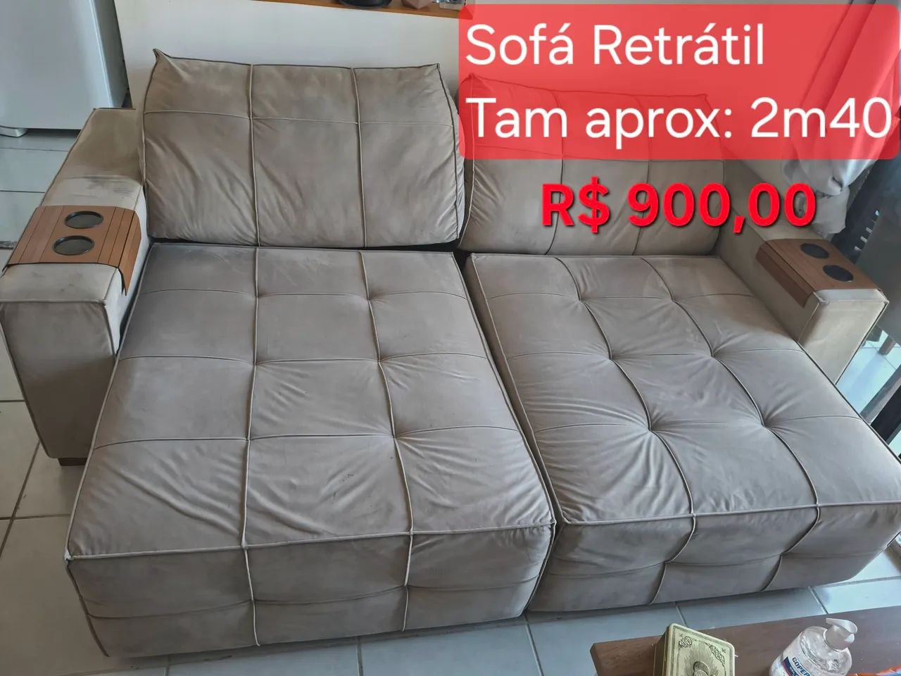 Sofá Retrátil 2,40m - VENDO URGENTE!! - Foto 3