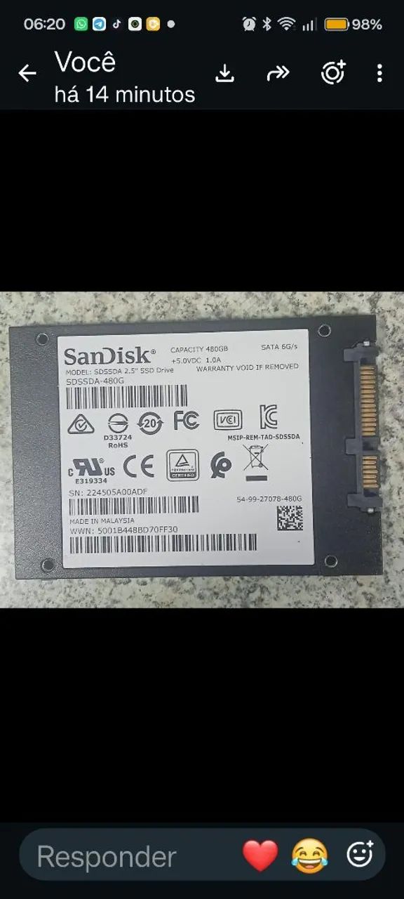 SSD SandDisk 480g - Foto 2