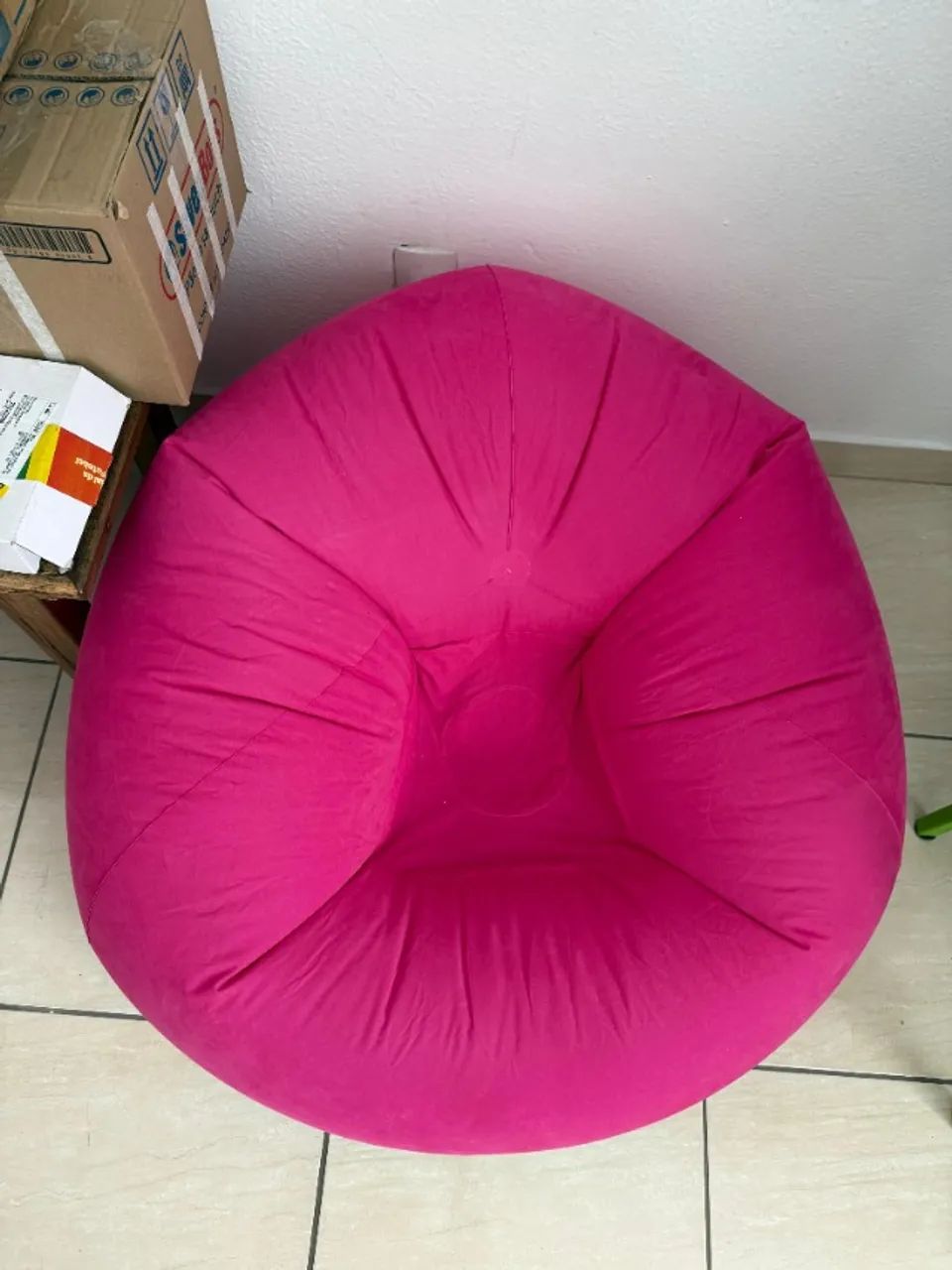 Puff Sofá Poltrona Inflável Aveludado - Rosa - Foto 2