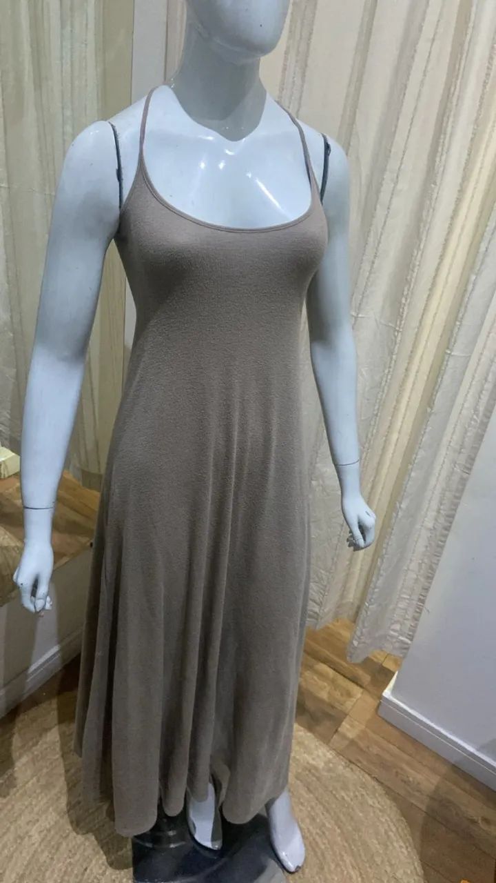 Vestido De Alças Zara Bege - Foto 5