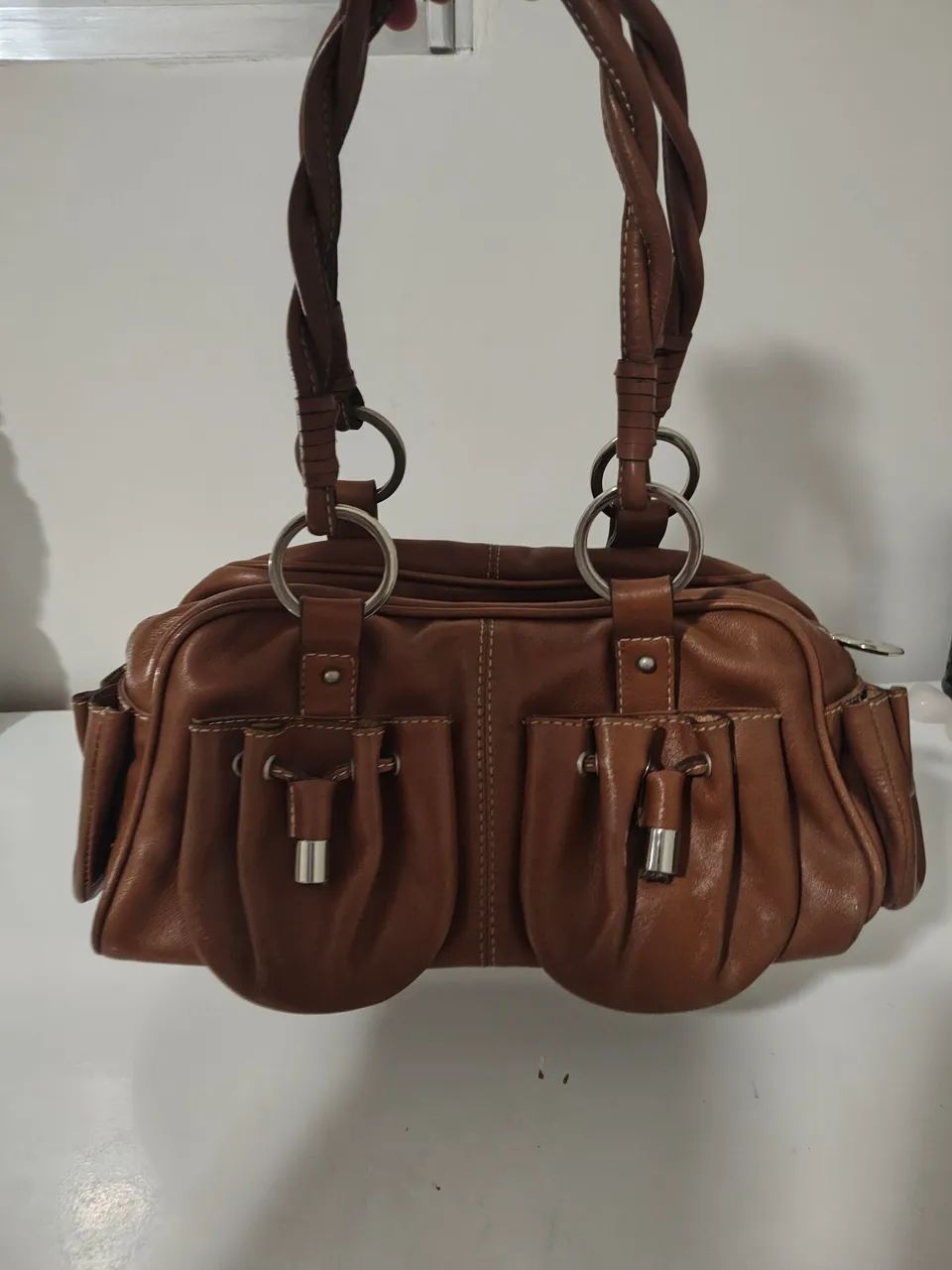Bolsa marrom couro sintético 