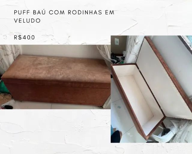 Puff Baú em veludo