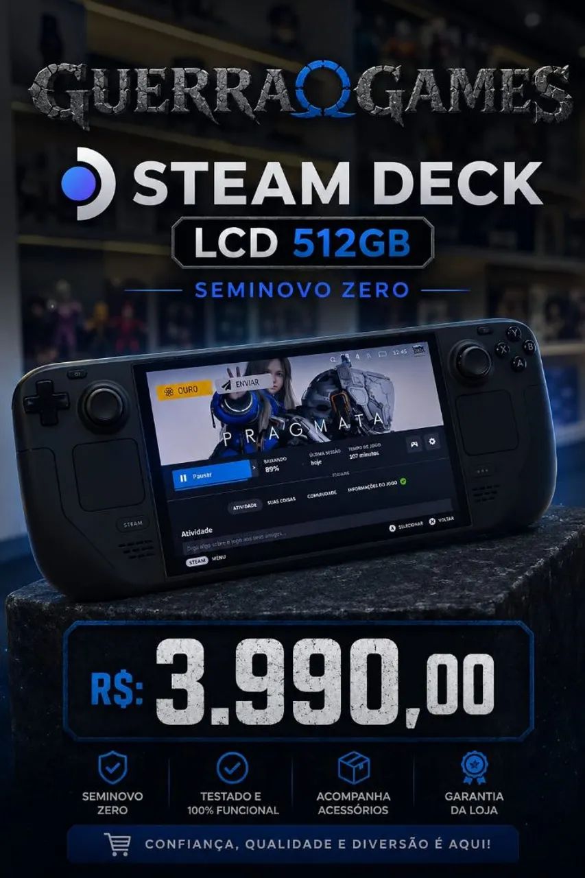 Steam deck 512gb LCD semi. - Peças e Acessórios de Vídeo Game