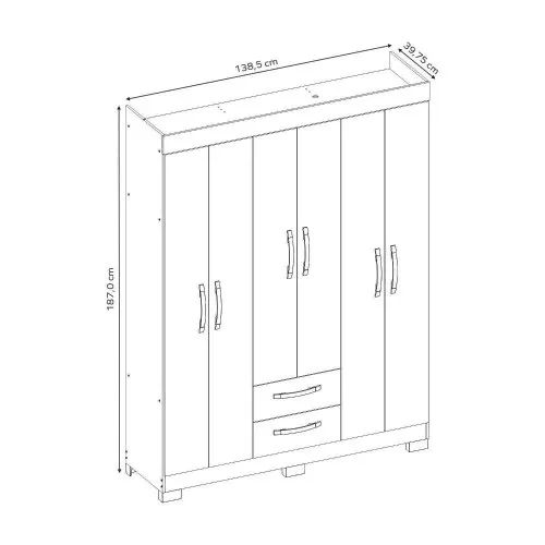 Guarda roupa 6 portas 2 gavetas - Foto 4