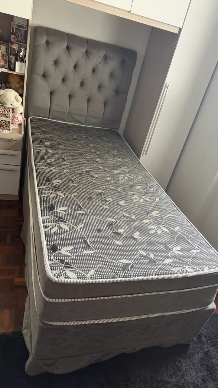 Vendo cama solteiro Box com a cabeceira  - Foto 4