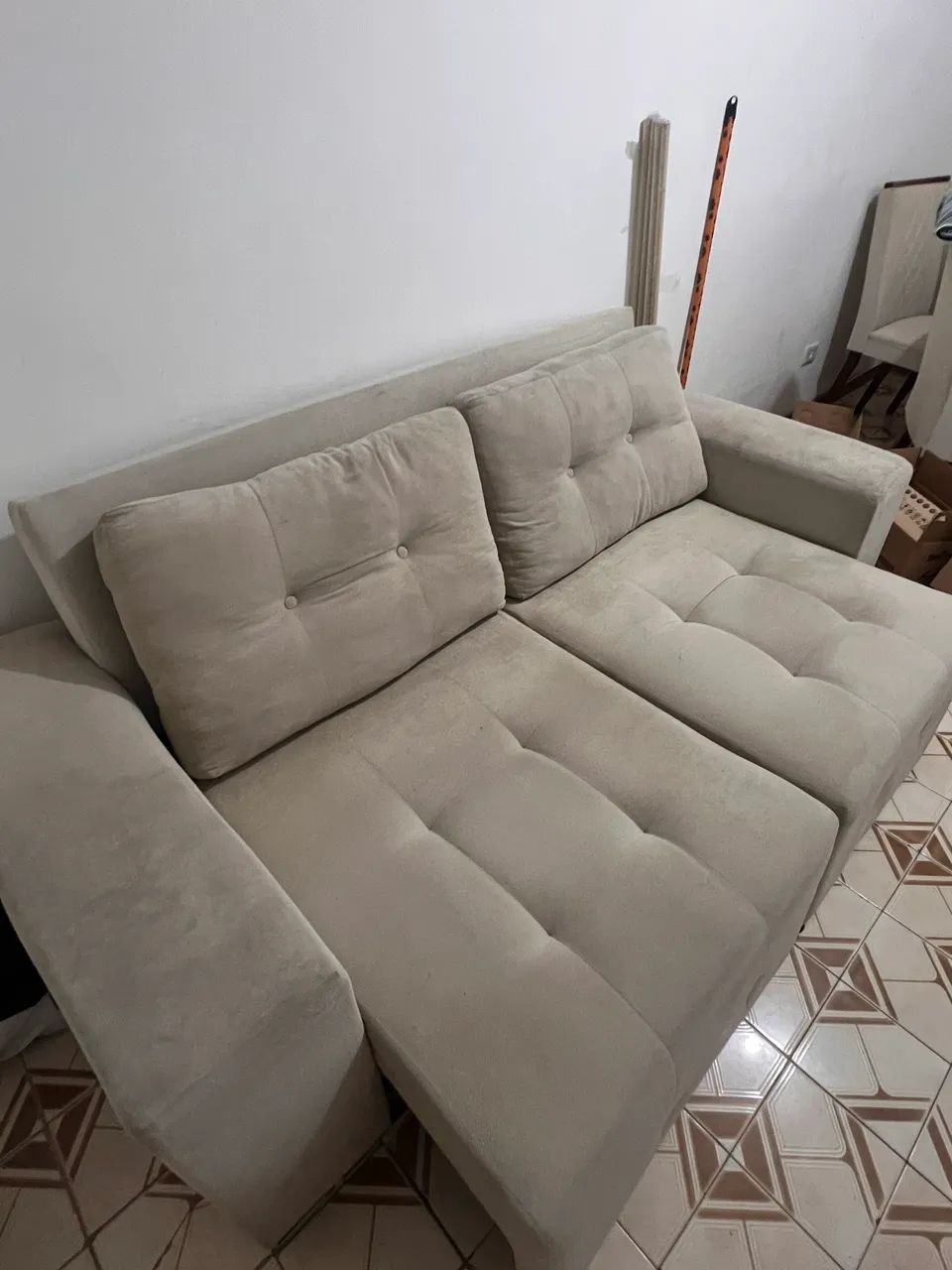 Sofá bege retrátil 65566225621889122