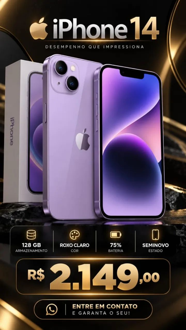 IPHONE 14 128GB ROXO - SEMINOVO