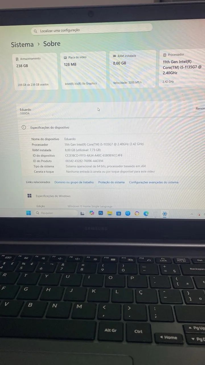 Notebook Samsung Book Intel Core i5