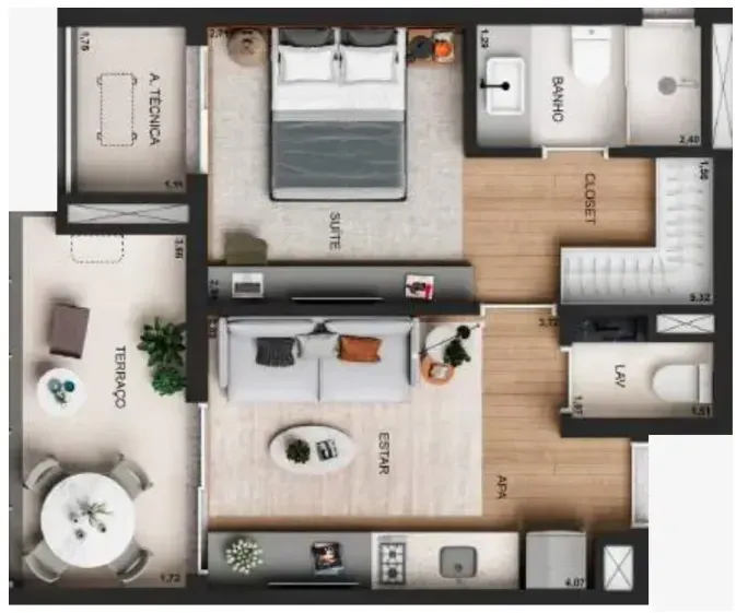 PLANTA 45m²
