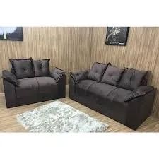 Conjunto Sofá 2x3 Lugares Paris Sued Marrom - Entrega Rápida! 