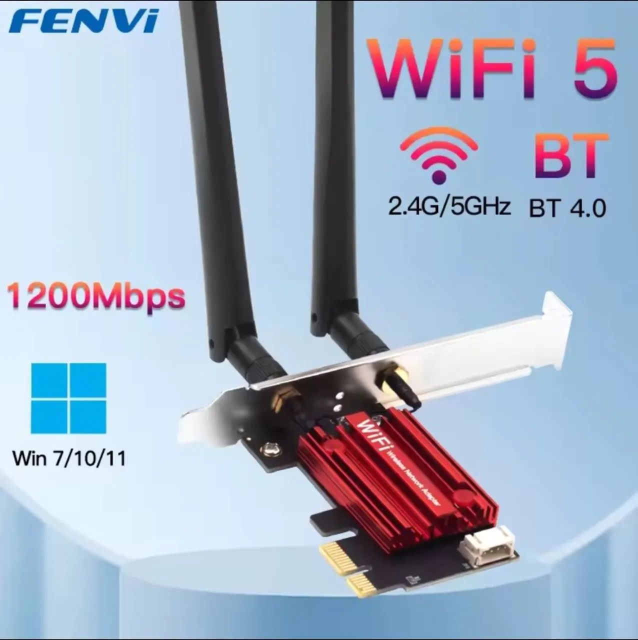 Placa De Rede Wi-fi Fenvi AC1200 com Bluetooth 