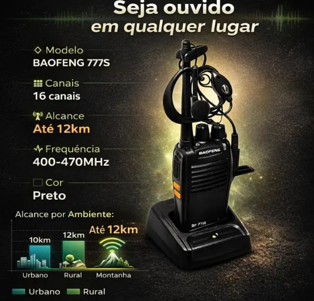 Kit 2 Radio Walk Talk Hold On Comunicador 16 Canais 12km - Foto 3