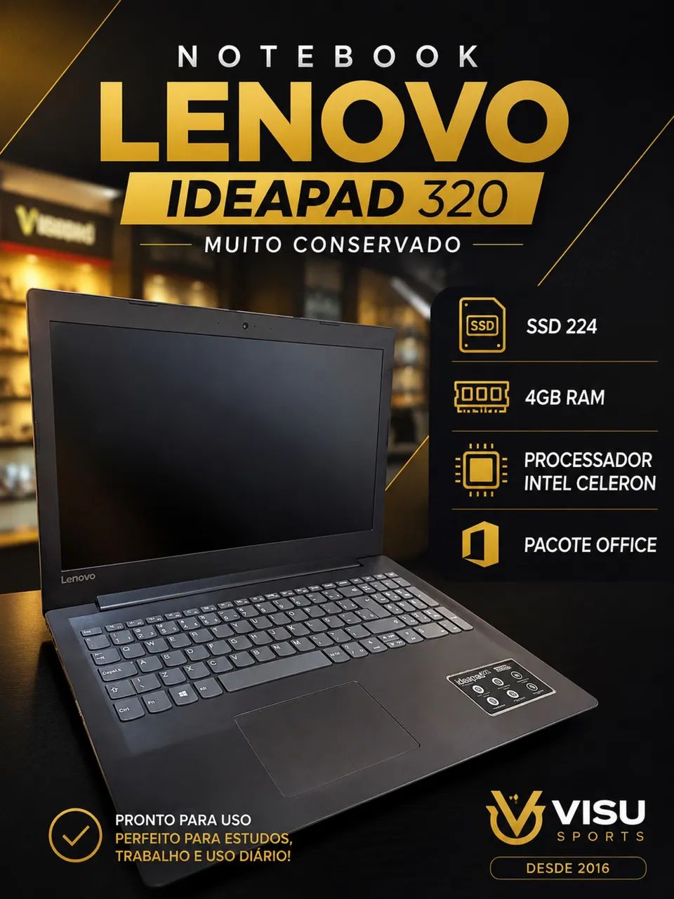 Notebook Lenovo IdeaPad 320 com SSD Muito Conservado