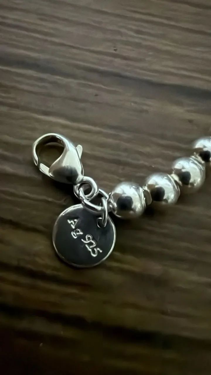 pulseira tiffany & co. bolinhas prata 925 18cm - Foto 3