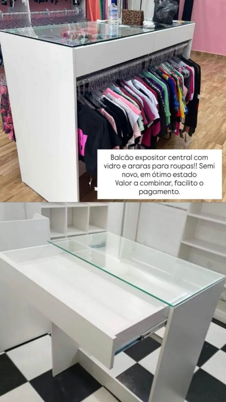 Balcão com araras.
