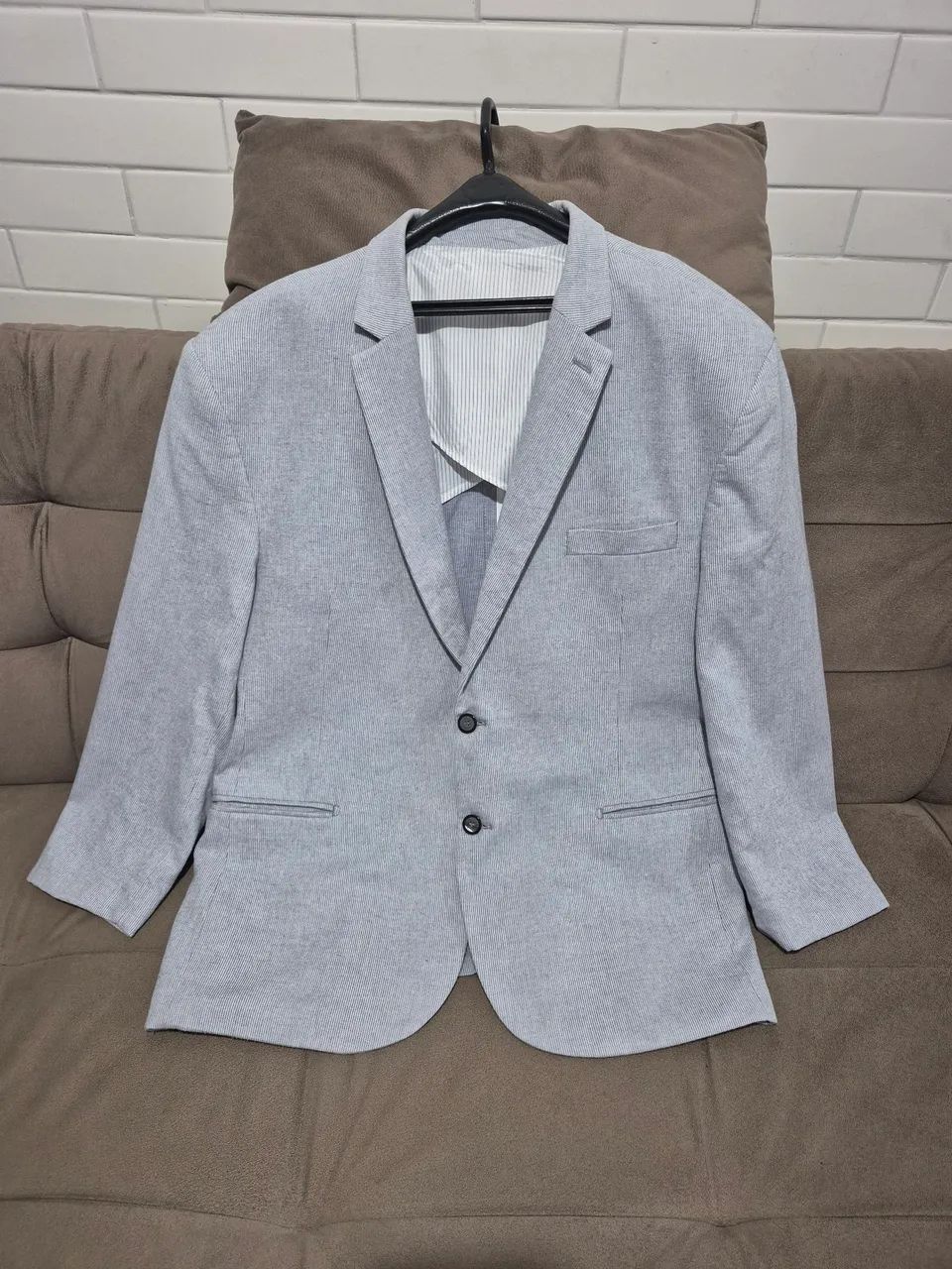 blazer masculino camelo listrado azul 60