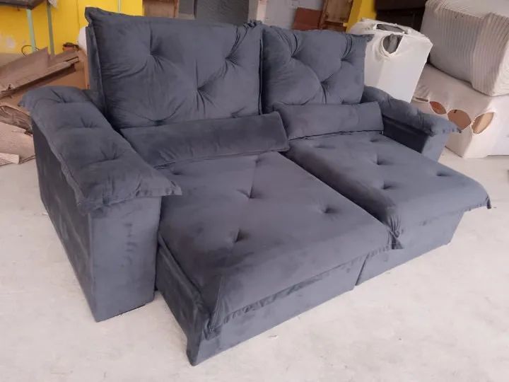 SOFÁ RETRÁTIL 2,30 CINZA - Foto 3