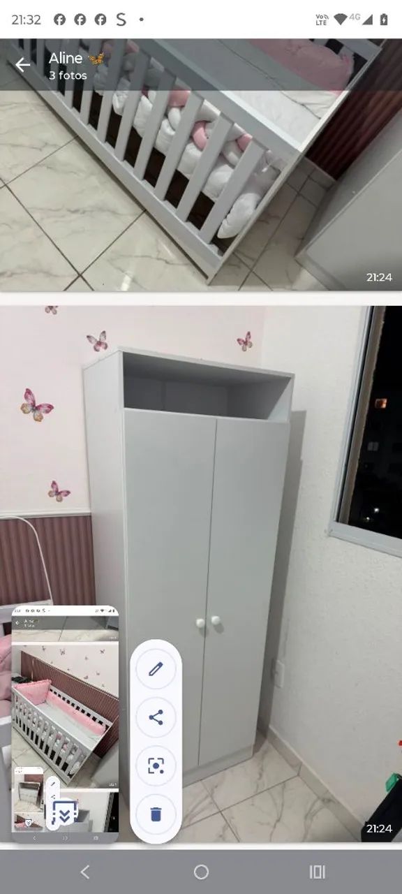 Jogo de berço, cômoda e guarda roupa  - Foto 3