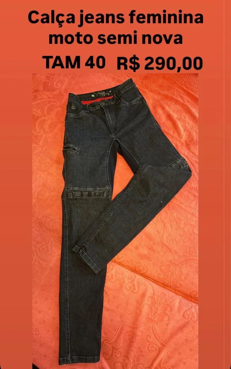 Calça jeans feminina moto semi nova 