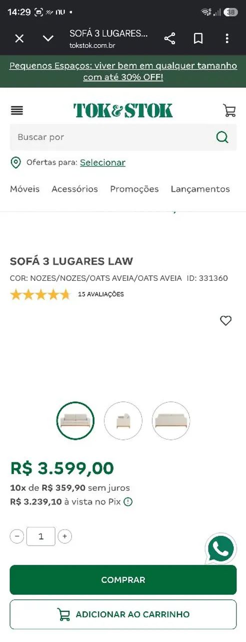 Sofá Law TOK & STOK muito barato! - Foto 4