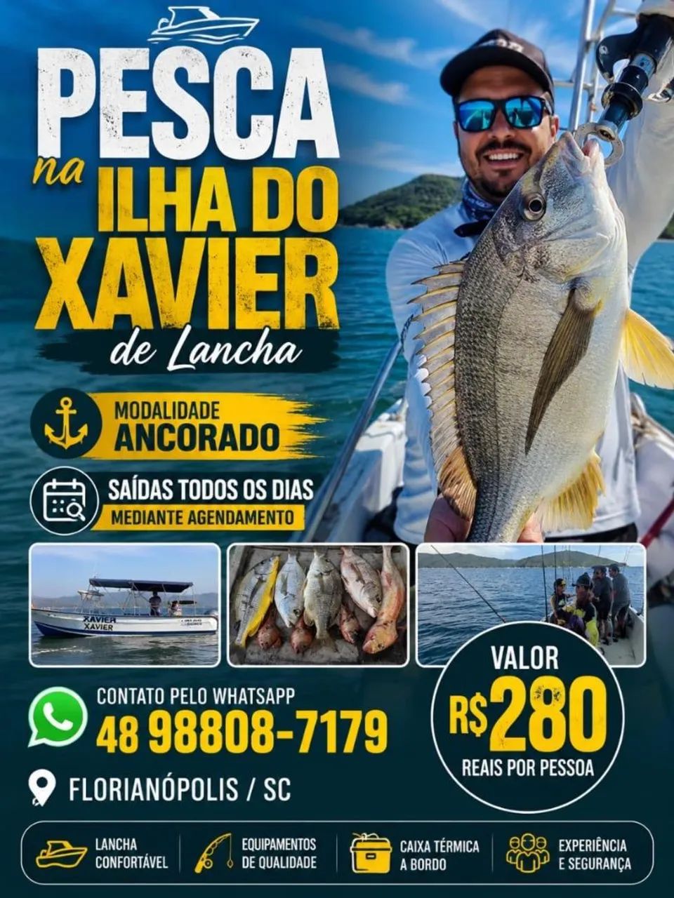 Pesca de lancha no mar