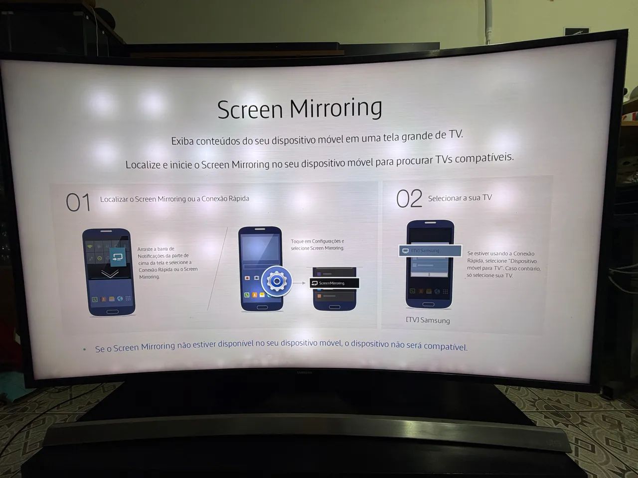 Samsung Smart TV Curva 48? 4K UHD UN48JU6700G - Com Defeito no Backlight - Foto 3