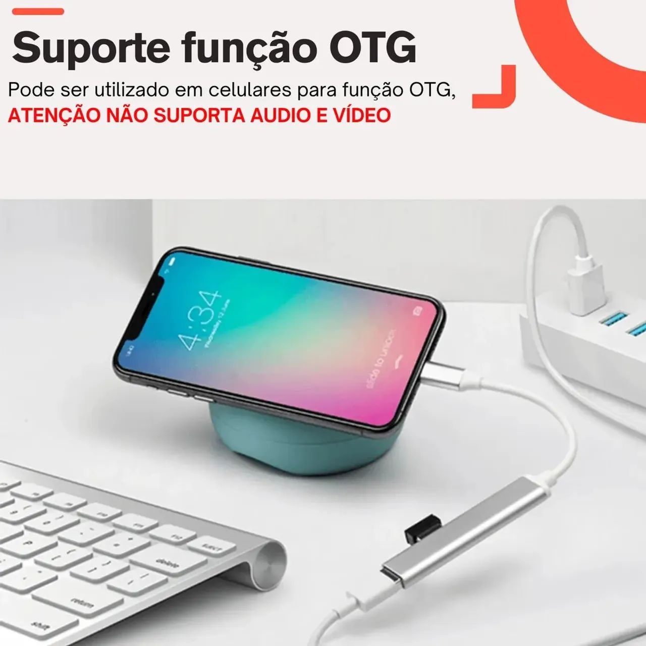 Hub 4 portas 3.0 Usb C Tipo C - Foto 2