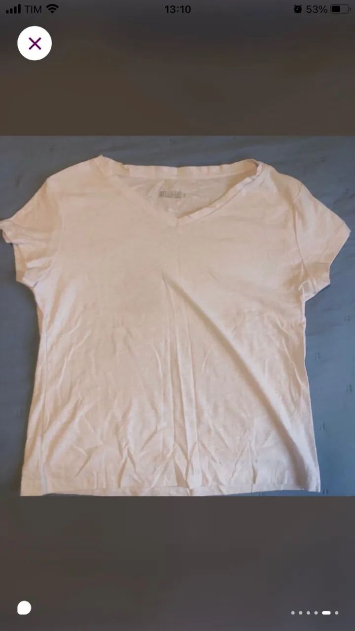 Camiseta Branca Basica Gola V