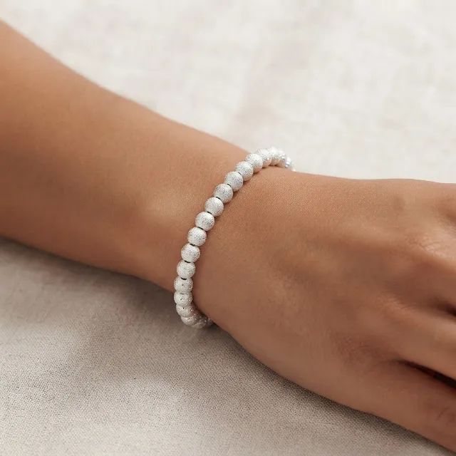 Pulseira Bolinhas Foscas Texturizadas Banhada Prata 925