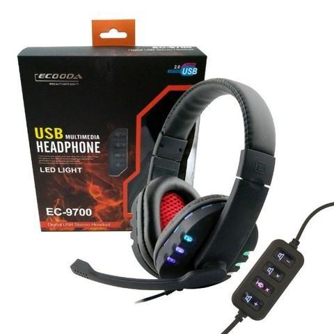 Fone Headset Headphone Gamer Ec-9700 Ecooda Usb 7.1 Stereo Microfone Volume Led