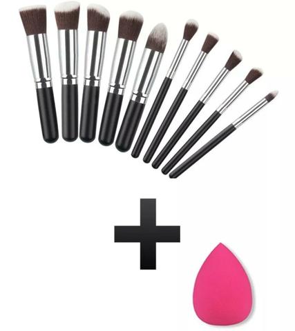 Kit de pincéis kabuki mais esponja