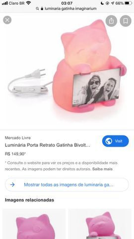 Luminária Porta Retrato Gatinha Bivolt Imaginarium - Foto 2