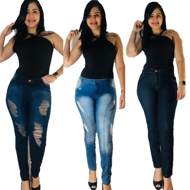 Kit 3 Calças Jeans Femininas com lycra - Frete grátis para SP