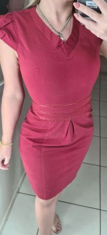 Vestido midi em veludo, cor marsala, tam M *PROMOÇÃO* - Foto 2