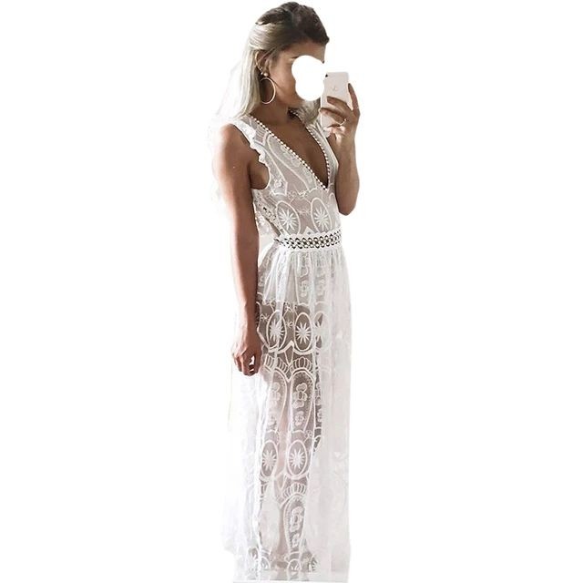Vestido longo renda guipir 