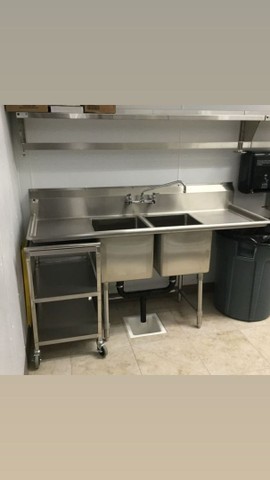 Mesa Pia Aço Inox Industrial Com Paneleiro E duas  Cuba 50x60x40cm <br><br>