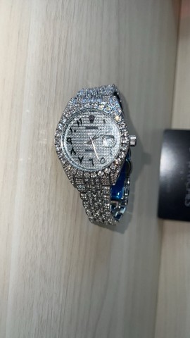 Relógio Masculino Relógio Feminino Rolex Cravejado IcedOut Zirconia   - Foto 2