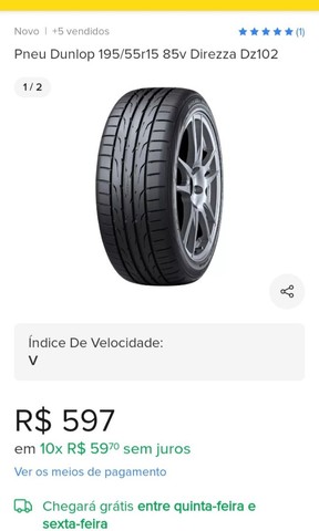 195 55 15 dunlop zerado nunca usado