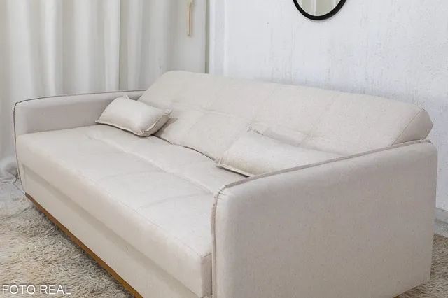 Sofá Cama com Baú Leme Linho Bege rf64 - Foto 3
