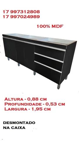 Gabinete de Pia 100% MDF 1,20 Mts + Gabinete 2,00 Mts Novo Na Caixa Desmontado - Foto 3