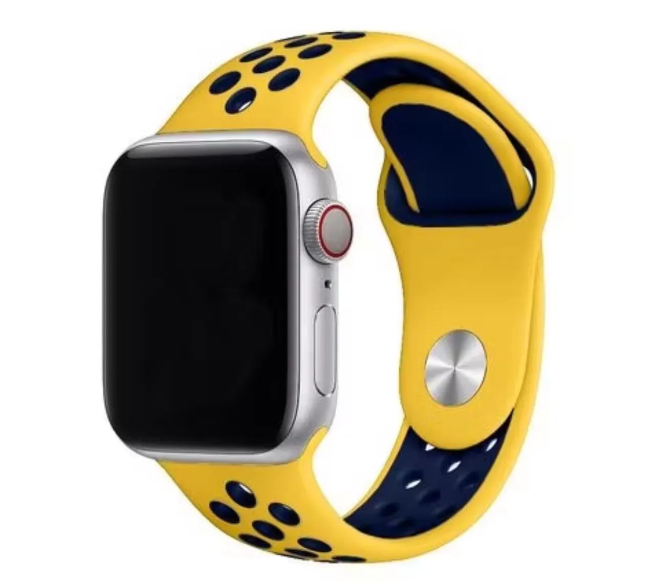 Pulseira Apple Watch Amarelo e Preto furadinho Linda nova Sem uso !