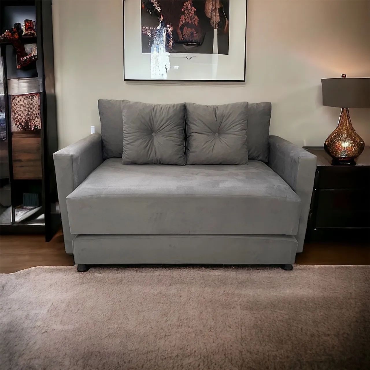 Resistente Sofá Cama Casal 4 almofadas Novos 