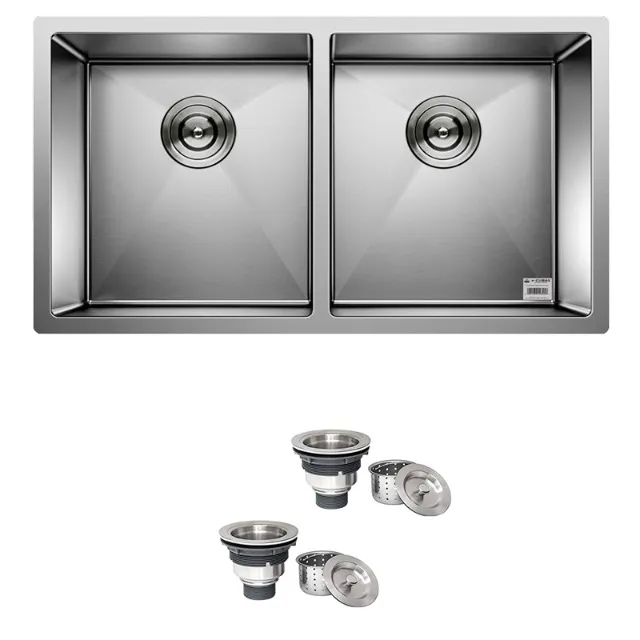 Cuba Dupla Quadrada Inox 304 Gourmet 88x40 com Válvula (com pequena falha)