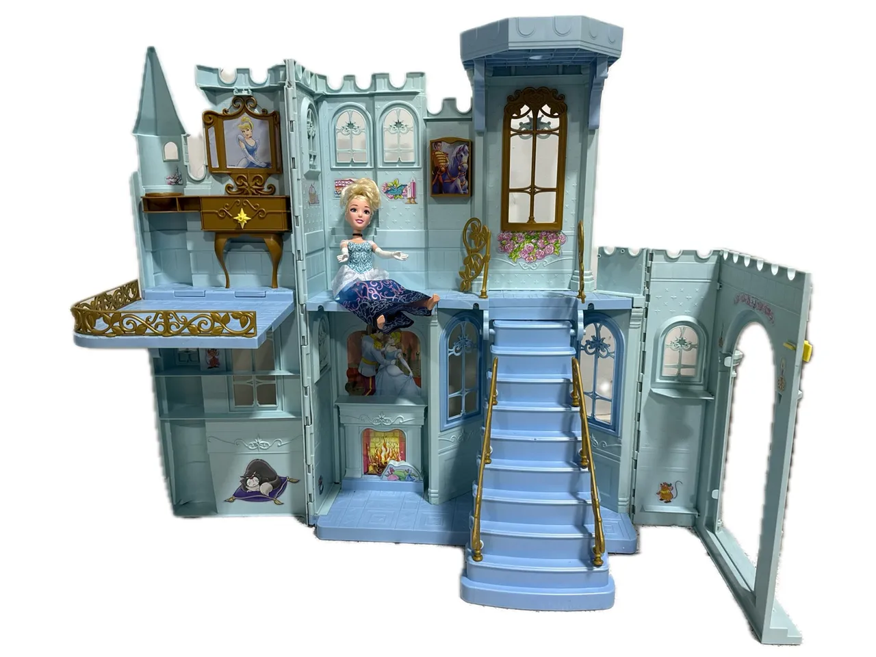 Castelo da Cinderela Disney com boneca original rara + escadas e móveis | 92 cm largura