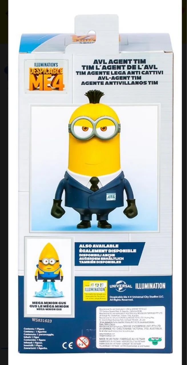 Boneco minion 25 cm agent Tim  - Foto 5